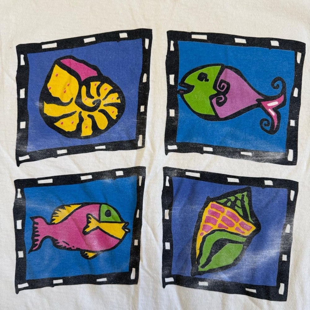 Vintage Fish and Seashells T-Shirt Dress - Picture 2 of 8